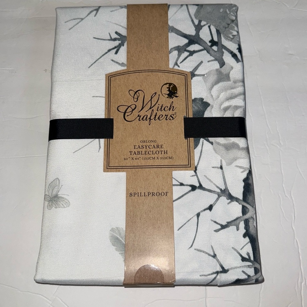Witch Crafters 60x84" Tablecloth Halloween Theme Skulls Feathers Butterflies